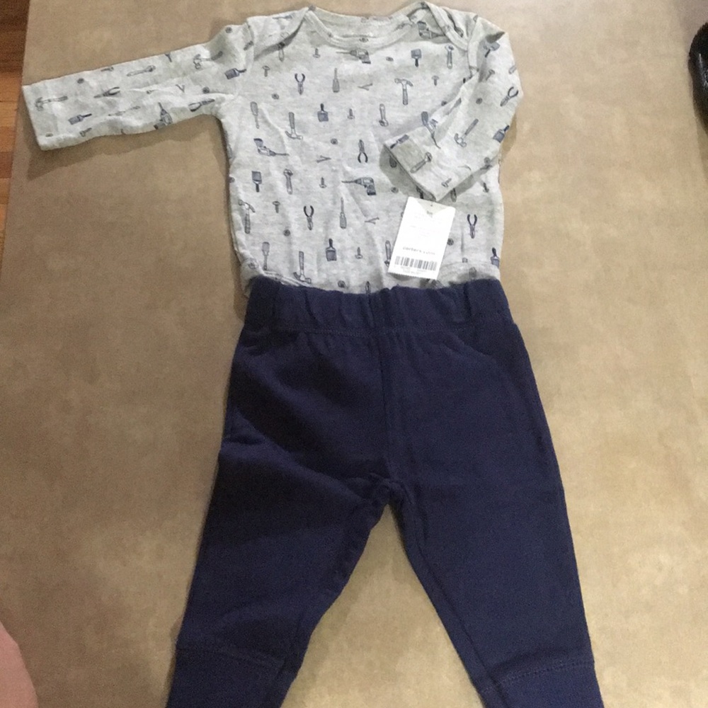 Carters 3 month new onesie n pants w tool print
